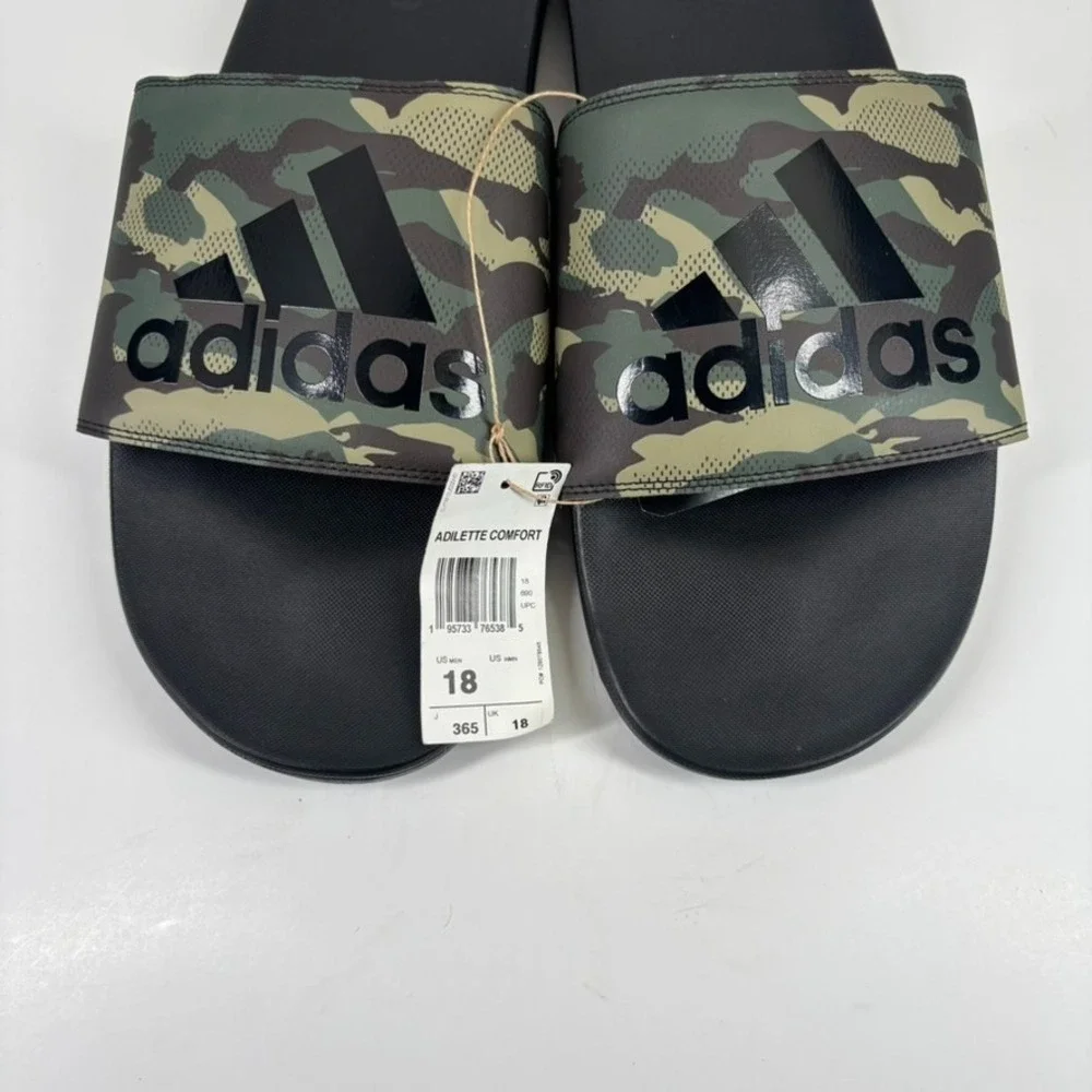 Adidas‎ Adilette Men's US 18 Camouflage Cloudfoam Slip-On Comfort Slide Sandals